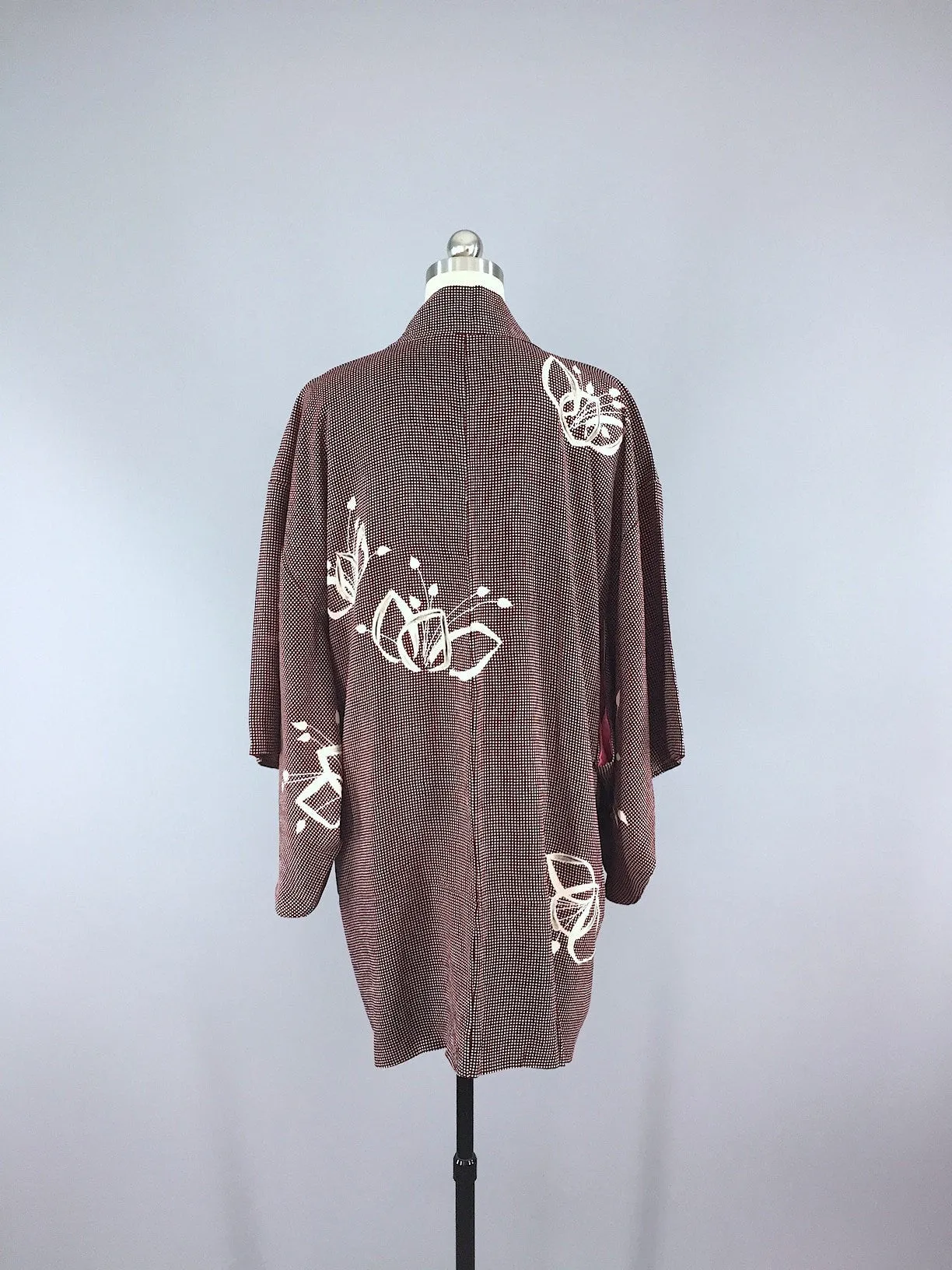 1940s Vintage Silk Haori Kimono Cardigan / Floral Print