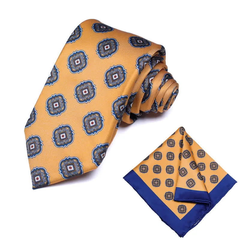 2Pcs Men's Medallion Motif Necktie Set