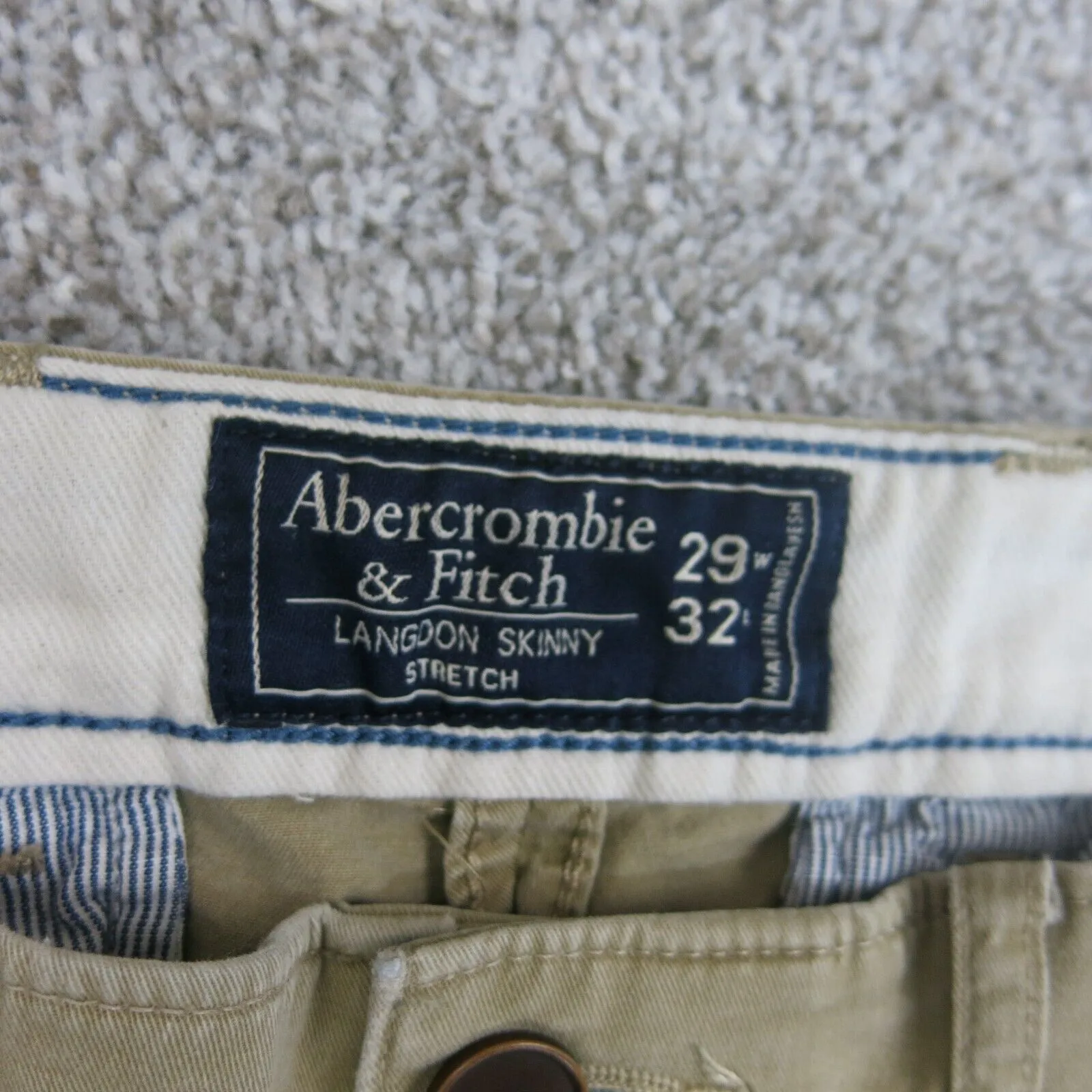 Abercrombie & Fitch Womens Langdon Skinny Stretch Pant Mid Rise Khaki SZ W29XL32