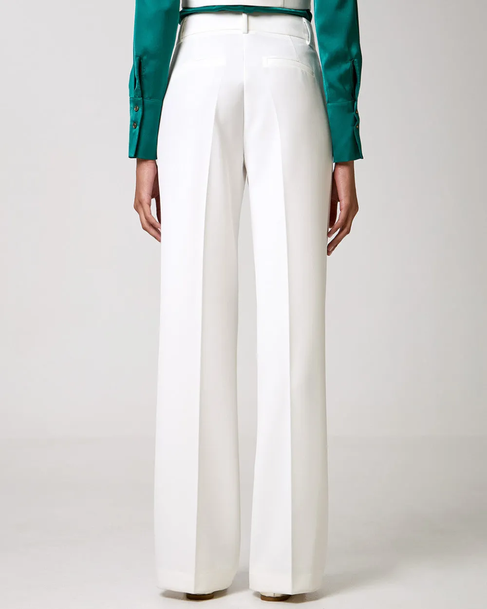 Access Fashion White Pants With Monogram Button