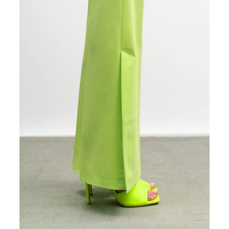 Access Lime Green Slit Hem Flared Pants