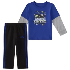 Adidas Graphics Layered Cotton Tee Pant Set