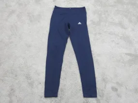 Adidas Legging Womens Small Blue Activewear Ankle Pants Swoosh Logo Outdoor