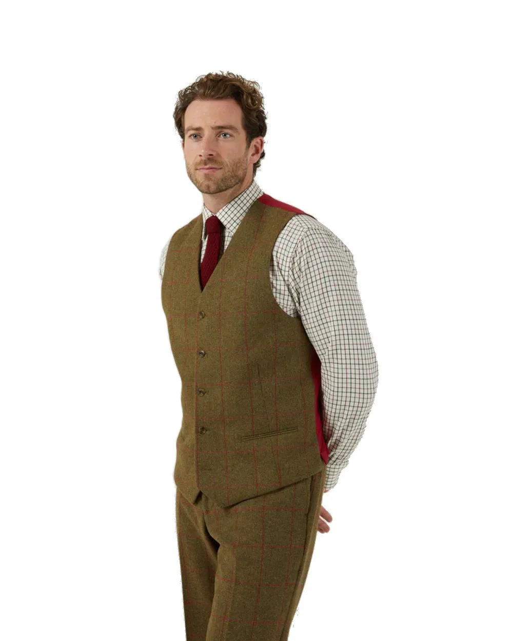 Alan Paine Mens Combrook Tweed Lined Back Waistcoat