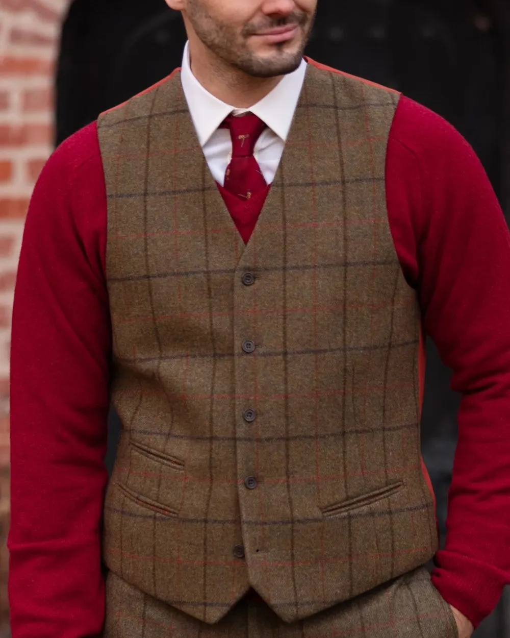 Alan Paine Mens Combrook Tweed Lined Back Waistcoat