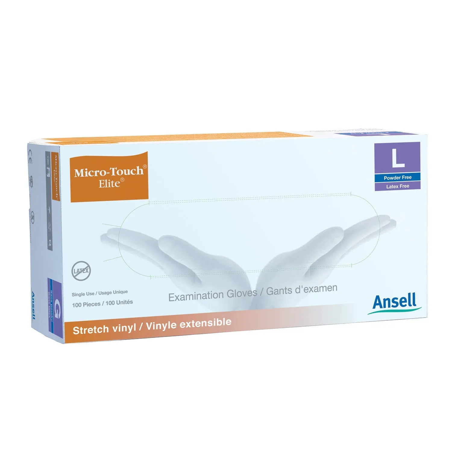 Ansell Micro-Touch Style 42 Elite Powder-Free Synthetic Medical Exam Gloves Glove Exam Synthetic Pflg 100/Bx 10Bx/Cs