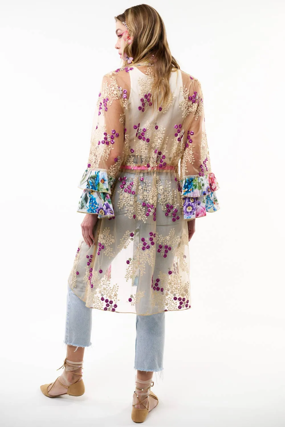 Aratta - Ibiza Embellished Mesh Kimono