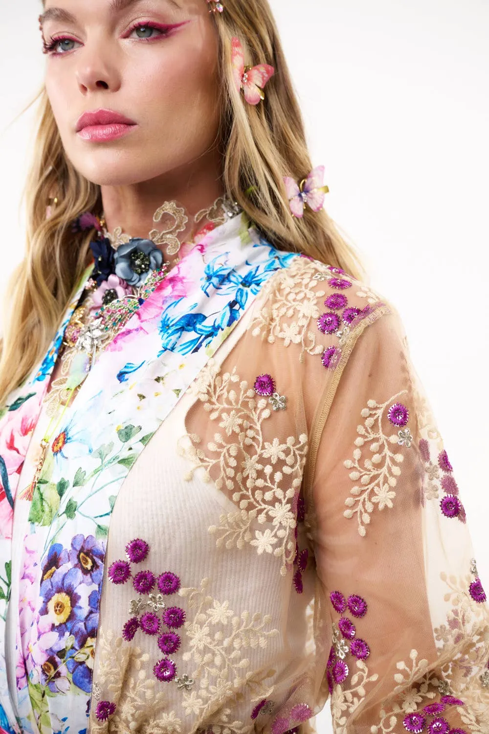 Aratta - Ibiza Embellished Mesh Kimono