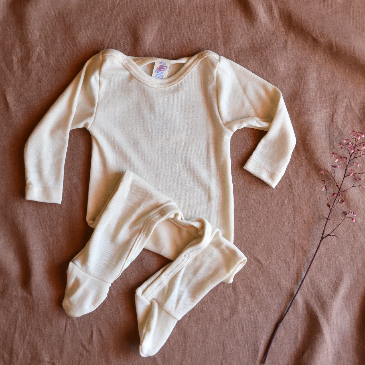 Baby Sleep Suit Onesie with Feet in Wool/Silk (0-24m)