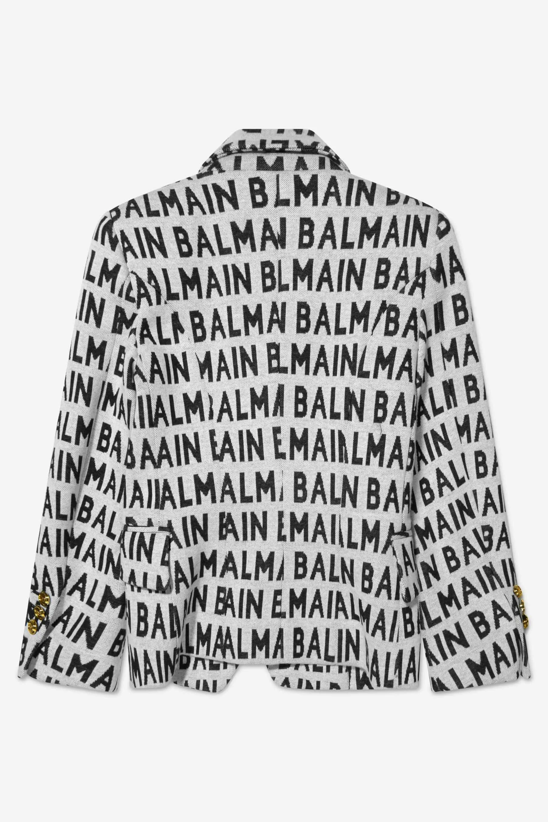 Balmain Girls Cotton Logo Blazer