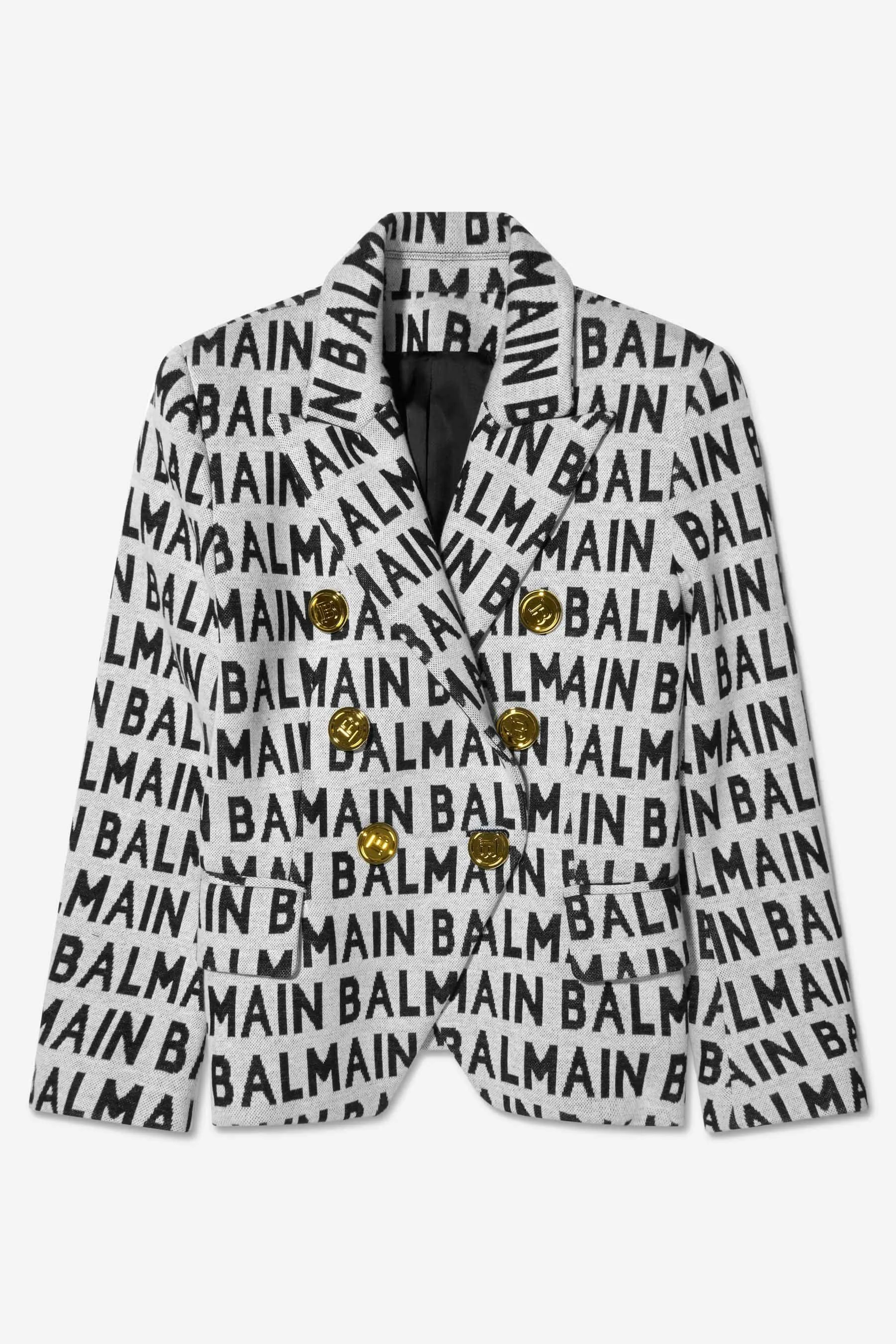 Balmain Girls Cotton Logo Blazer