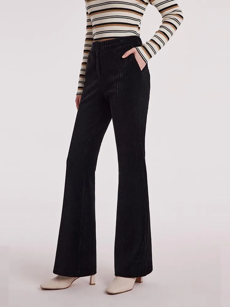 Black Flare Women Knit Pants