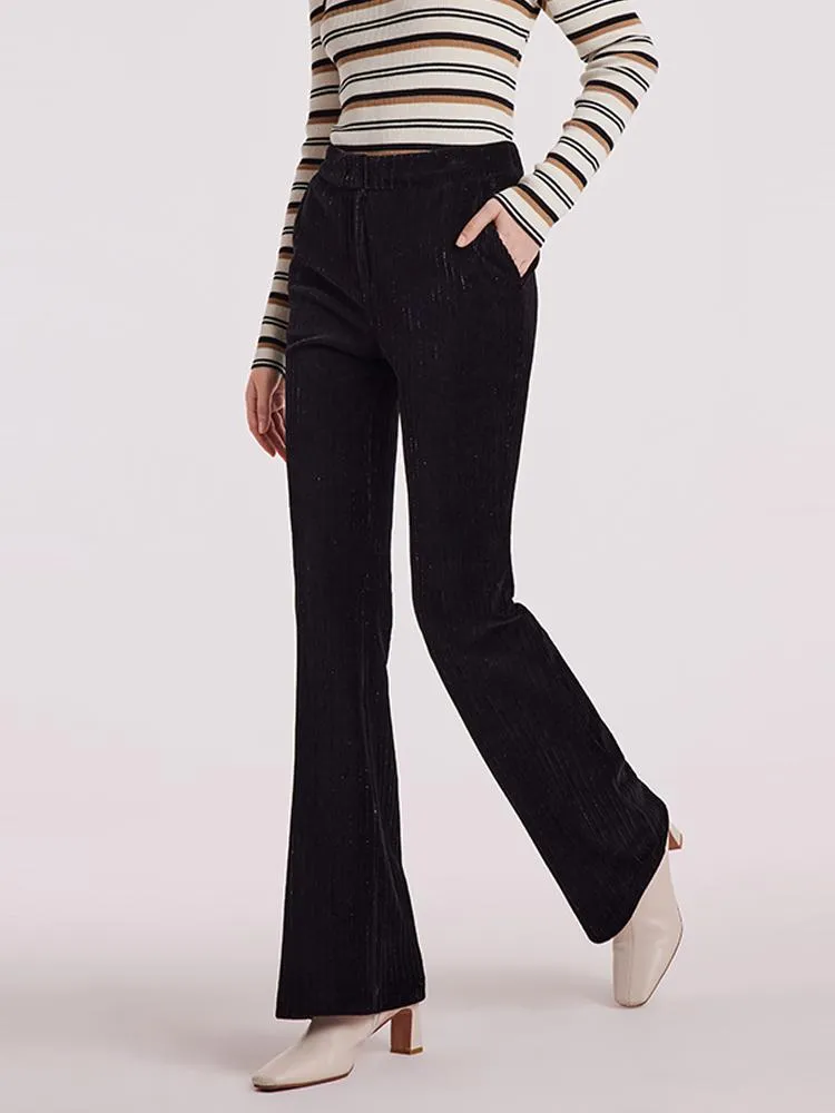 Black Flare Women Knit Pants