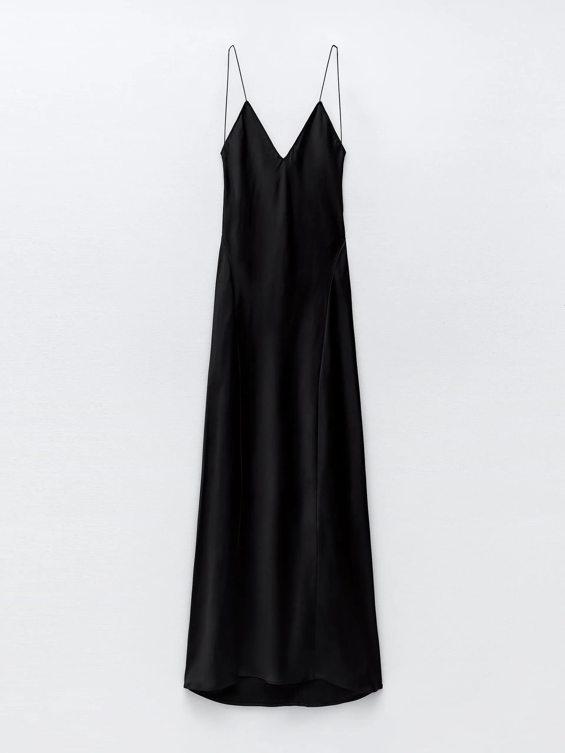 Black satin slip dress