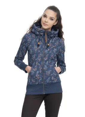 Blauw vest met bloemenprint | Ragwear neska print zip navy