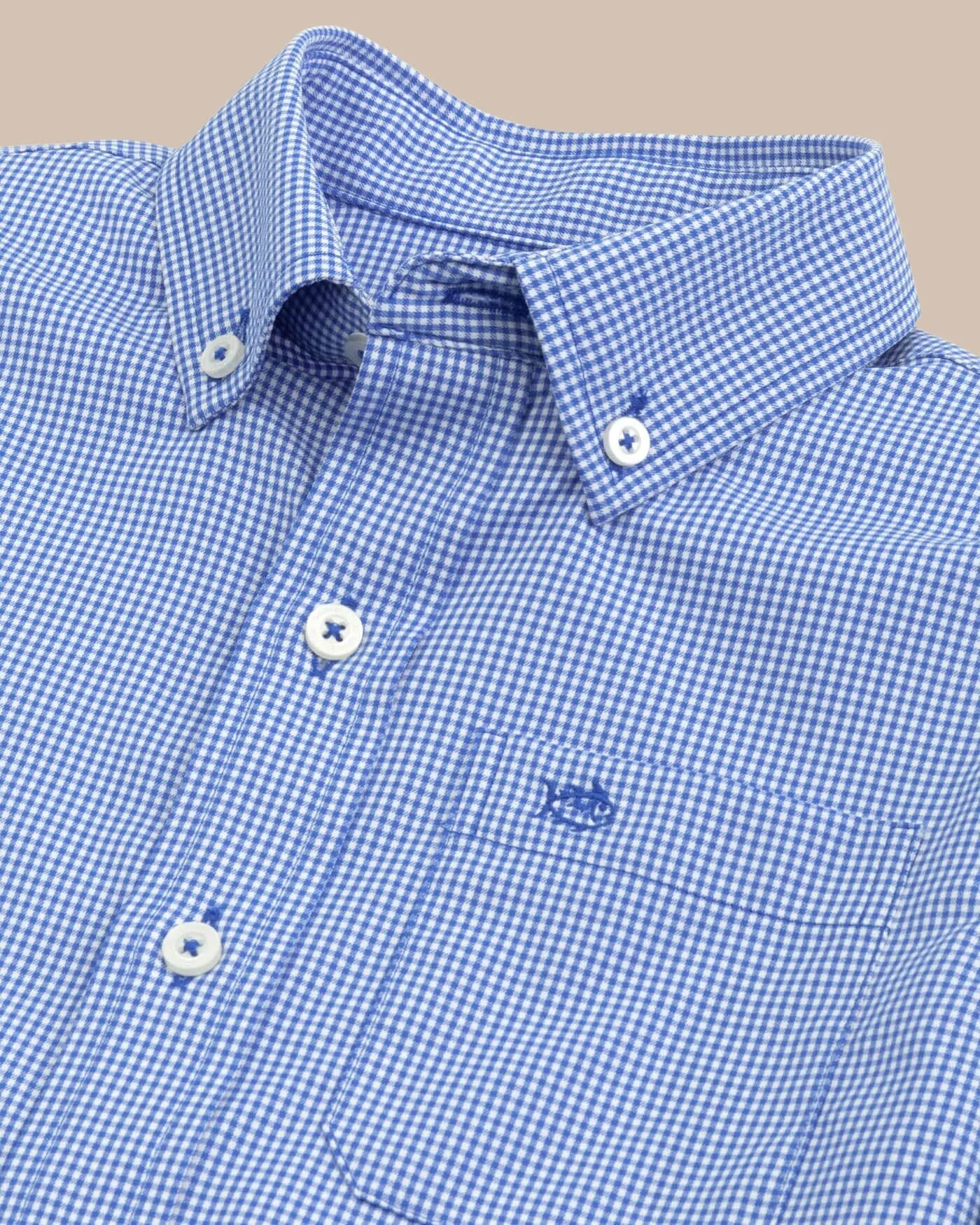 Boys Intercoastal Mini Gingham Button Down Shirt