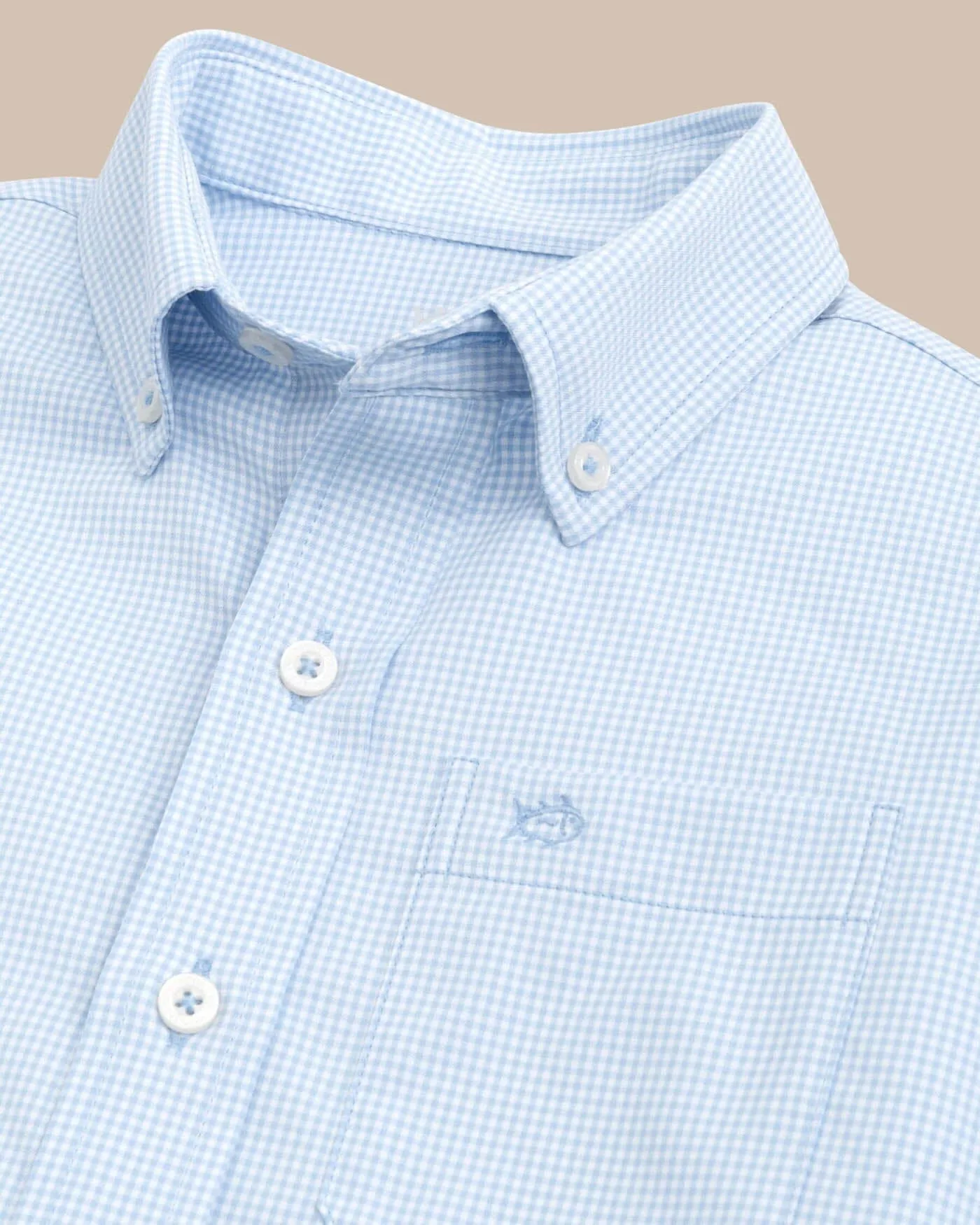 Boys Intercoastal Mini Gingham Button Down Shirt