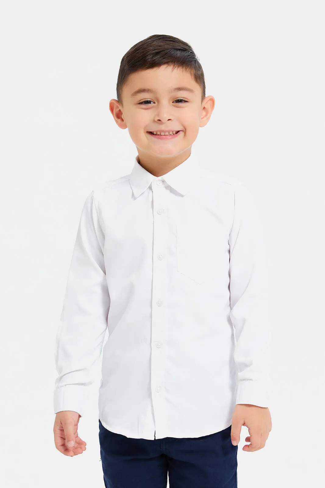 Boys White And Navy Vest And Shirt Set (2 Piece)