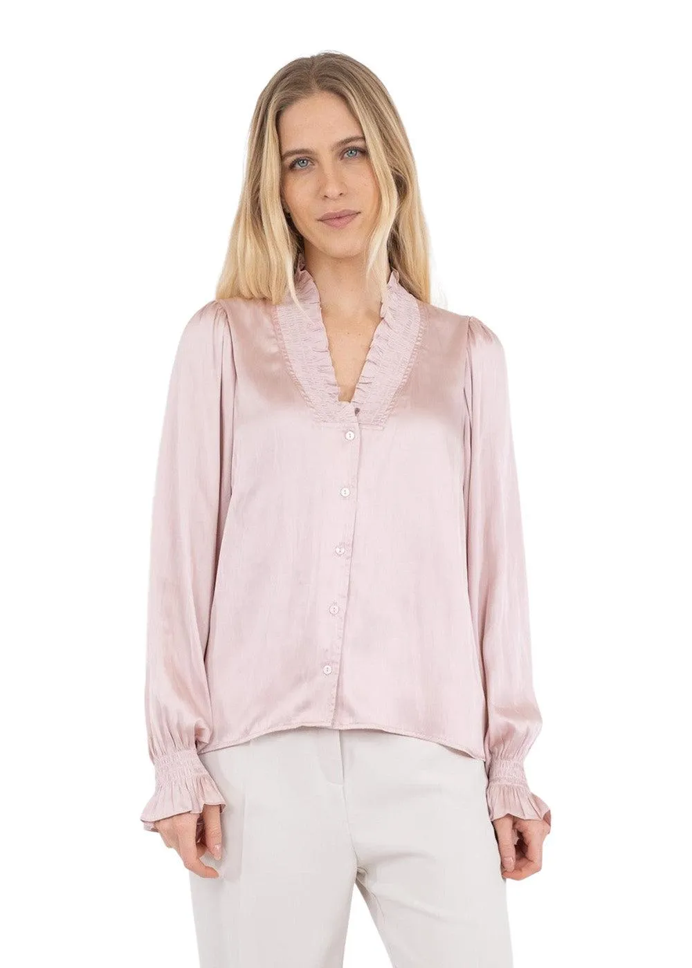 Brielle Satin Blouse - Powder