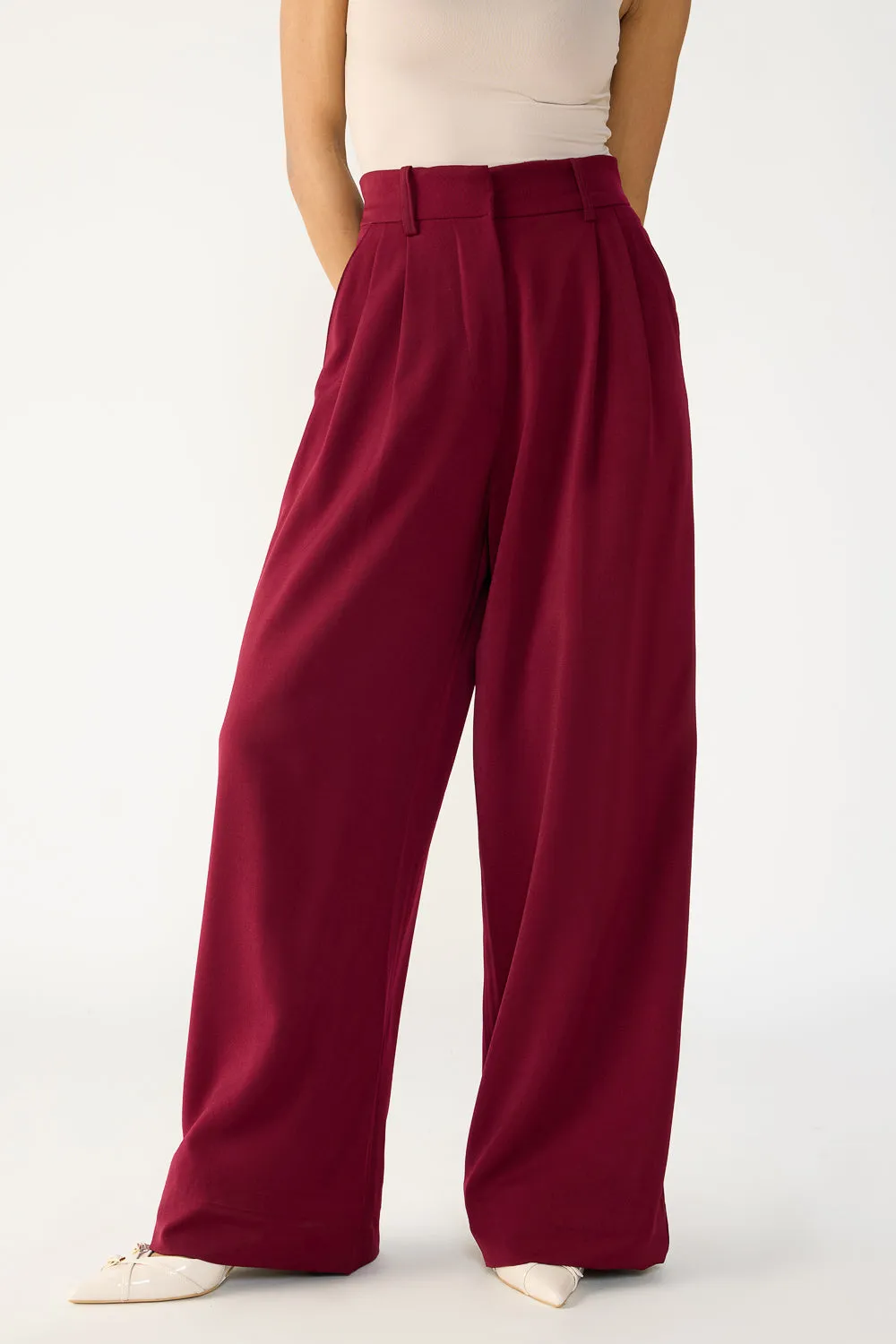 Burnt Maroon Adjustable Korean Pants