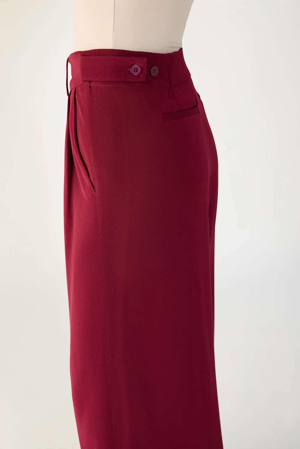 Burnt Maroon Adjustable Korean Pants