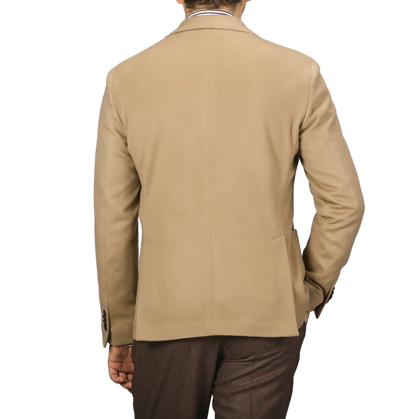 Camel Beige Brushed Wool Slim Blazer