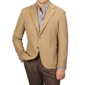 Camel Beige Brushed Wool Slim Blazer