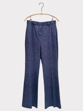 CANVAS FLARED PANTS - INDACO