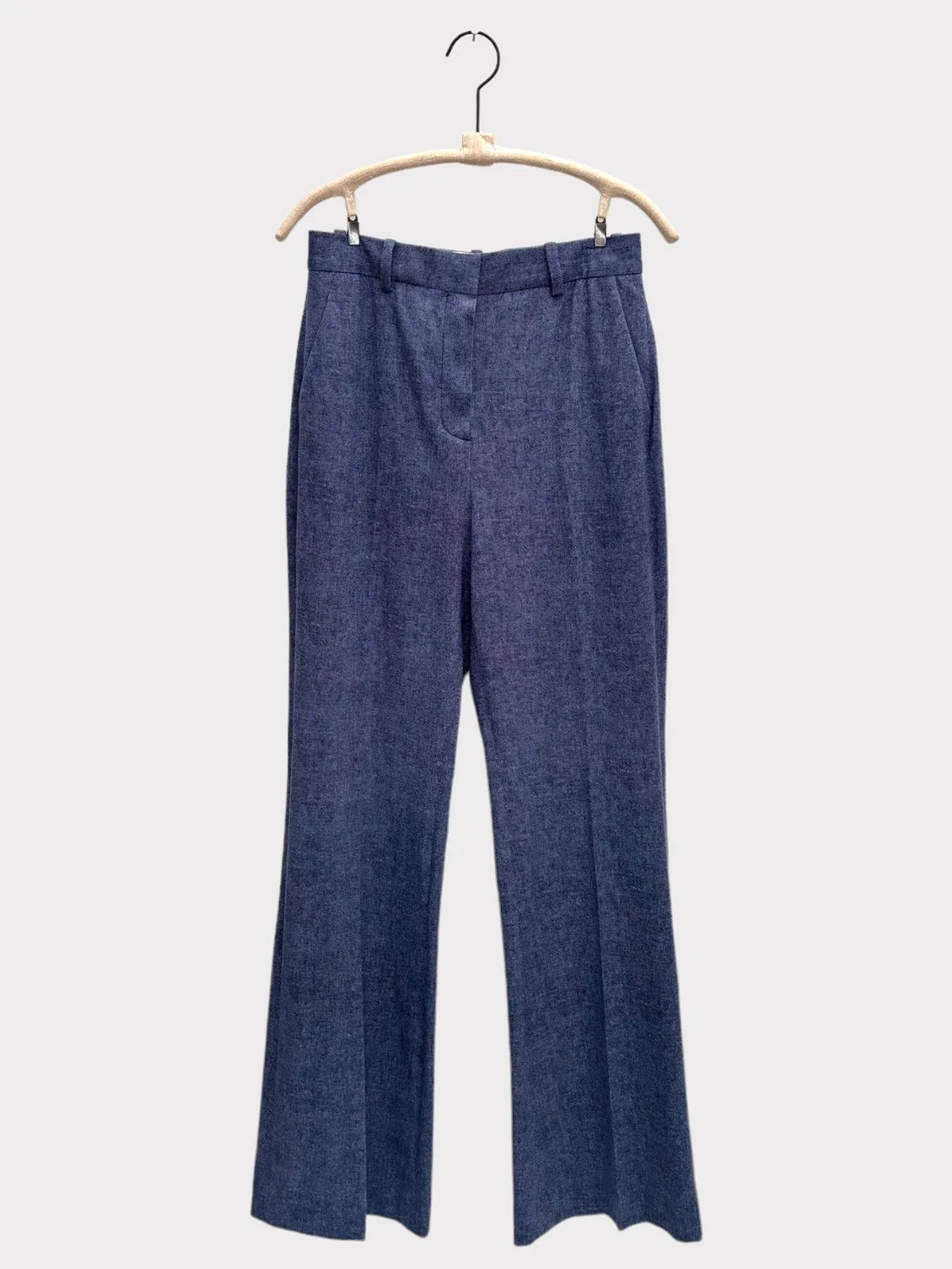 CANVAS FLARED PANTS - INDACO