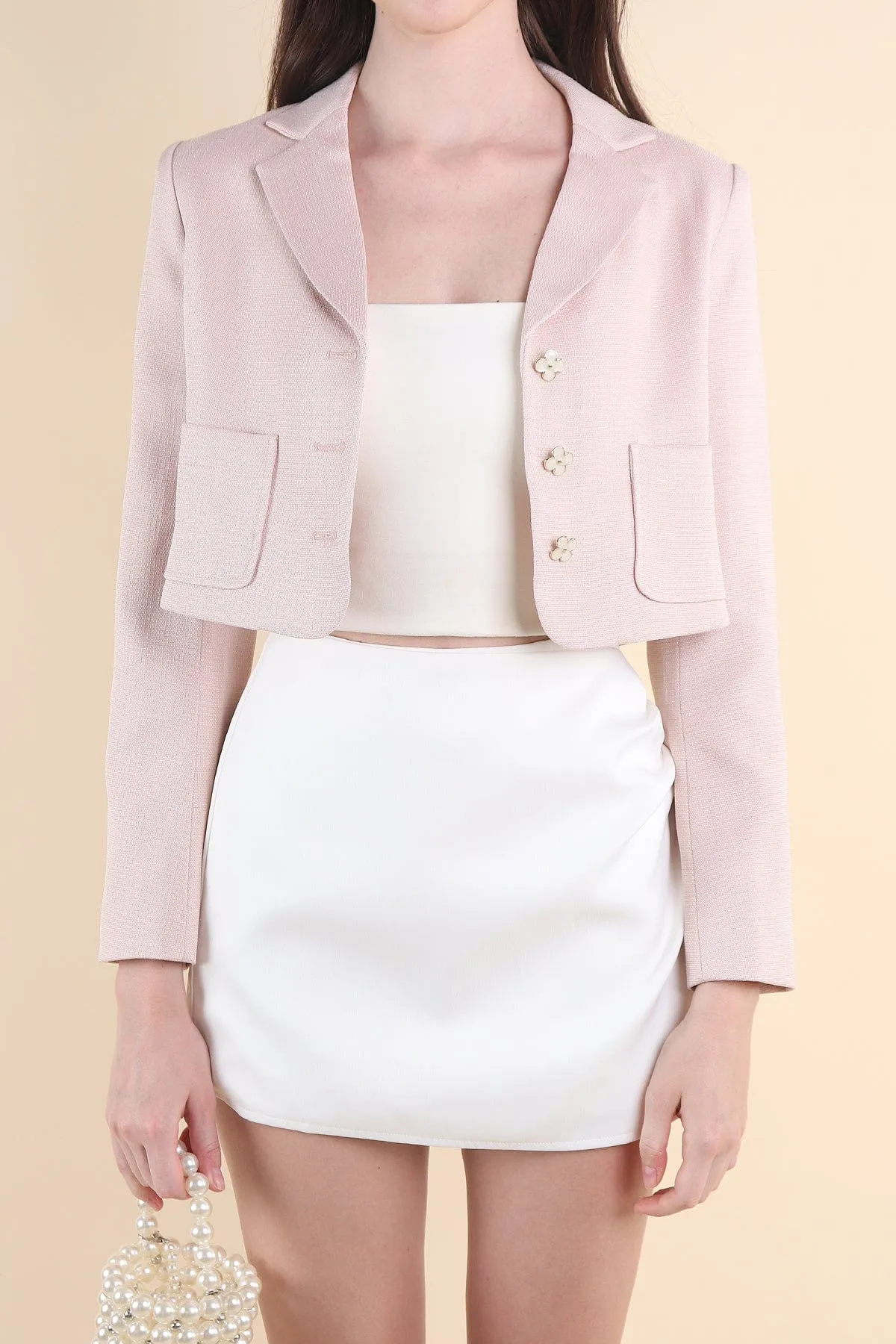 CARINNE CROPPED BLAZER IN PINK