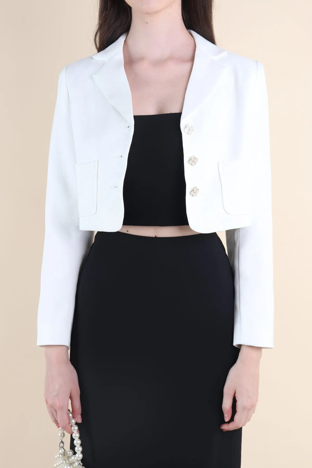 CARINNE CROPPED BLAZER IN WHITE