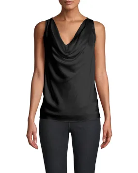 CHARMEUSE COWL NECK BLOUSE in BLACK