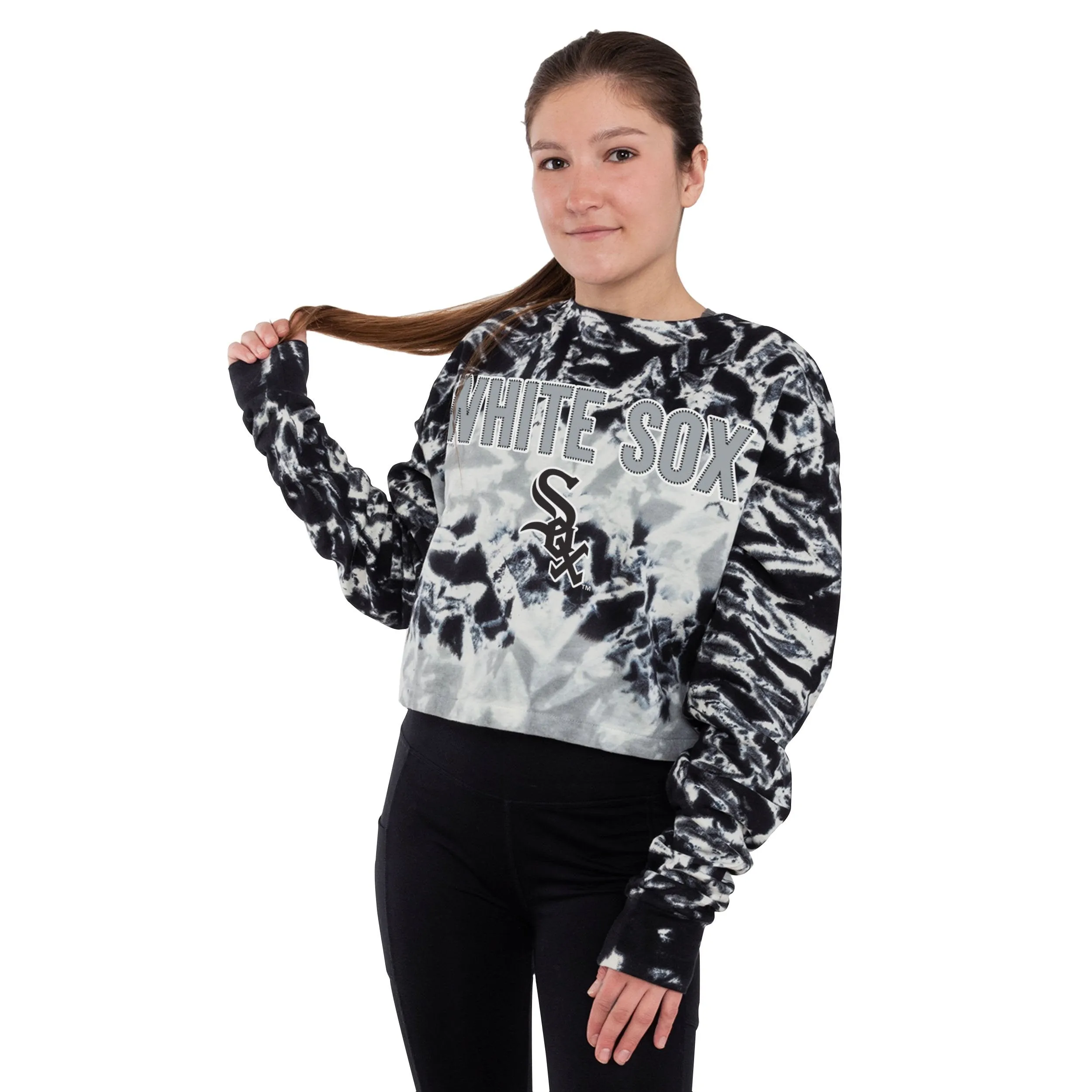 Chicago White Sox MLB Womens Tie-Dye Rush Cropped Sweater