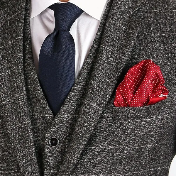 Classy Men Red Micro Dot Pocket Square