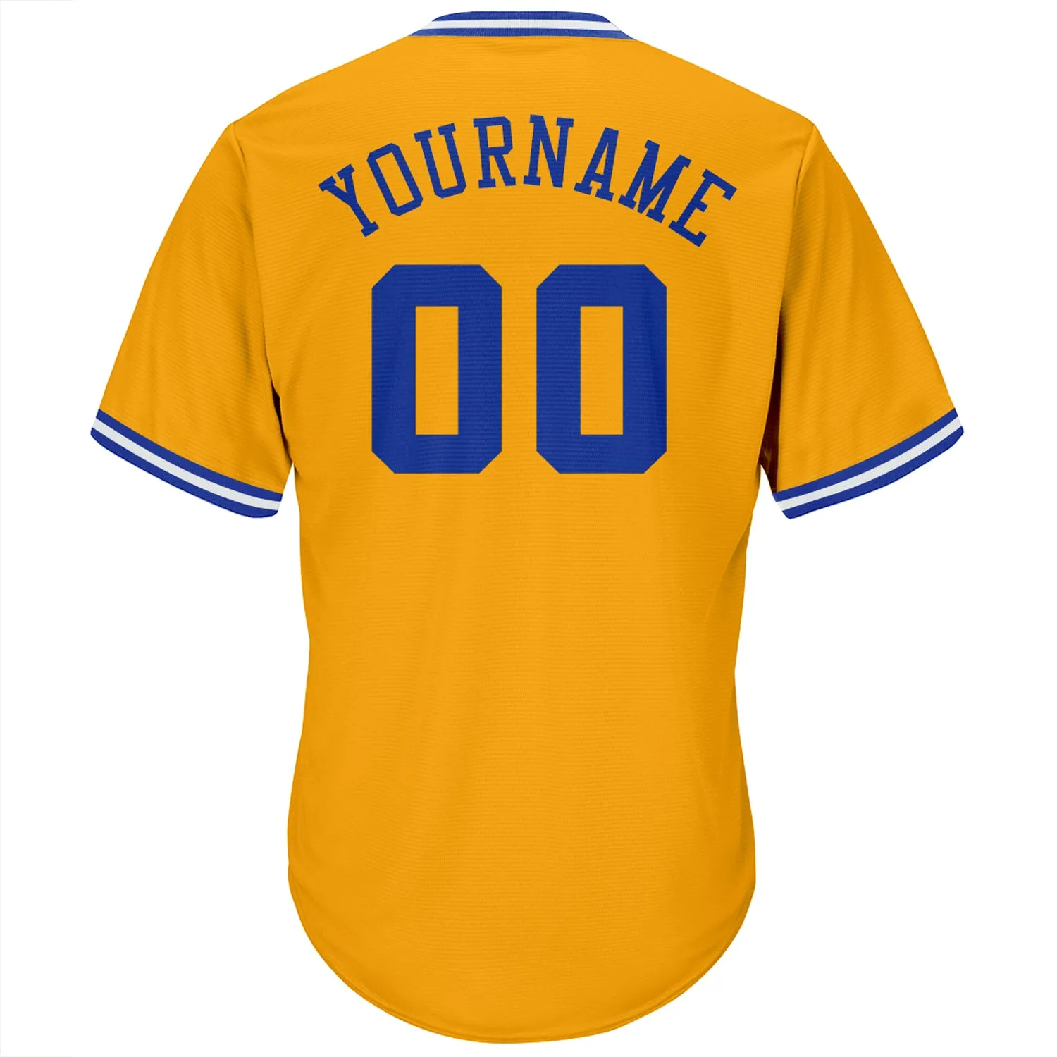 Custom Gold Royal-White Authentic Throwback Rib-Knit Baseball Jersey Shirt