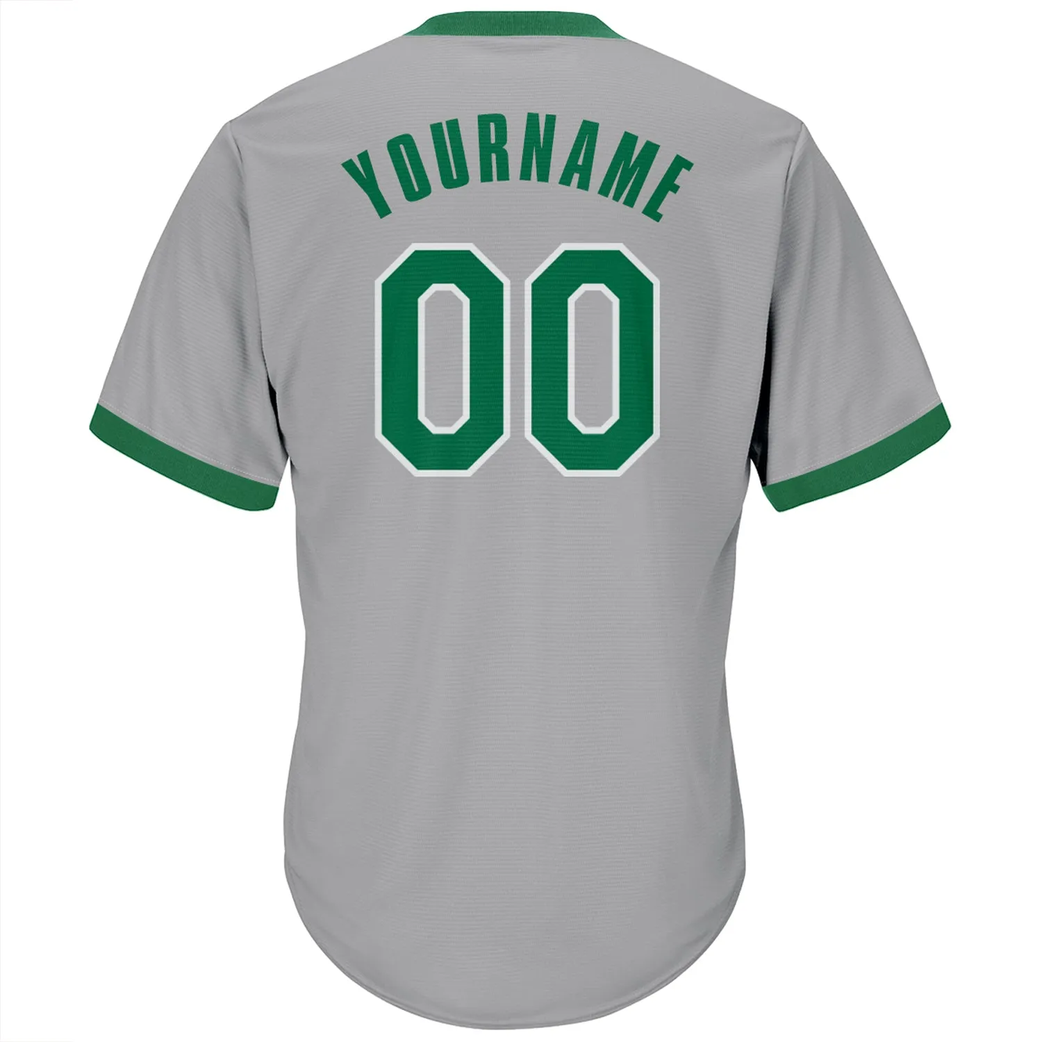 Custom Gray Kelly Green-White Authentic Throwback Rib-Knit Baseball Jersey Shirt