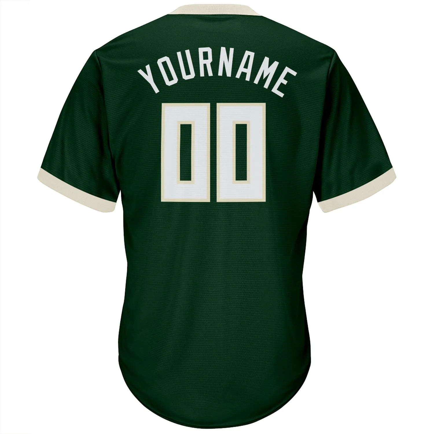 Custom Green White-Cream Authentic Throwback Rib-Knit Baseball Jersey Shirt