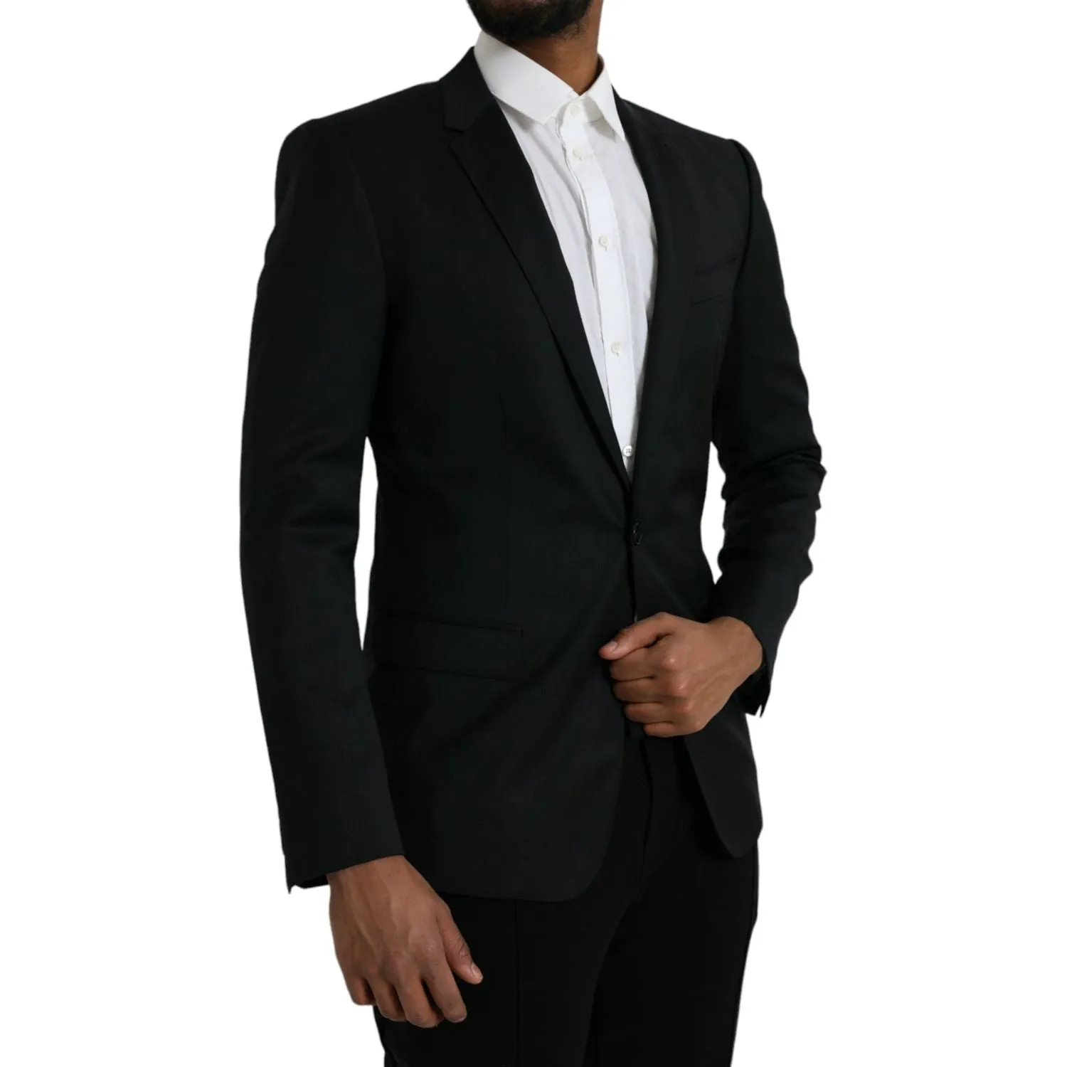 Dolce & Gabbana Black Wool MARTINI Single Breasted Blazer