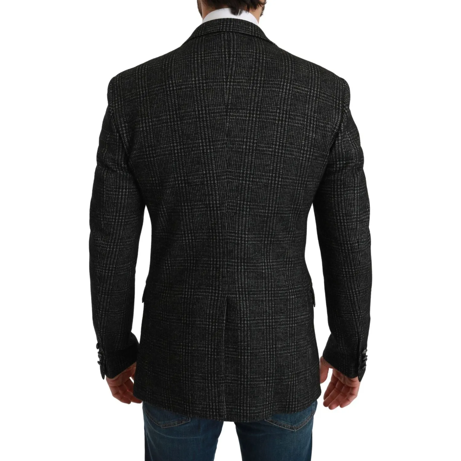 Dolce & Gabbana Elegant Gray Plaid Slim Fit Blazer