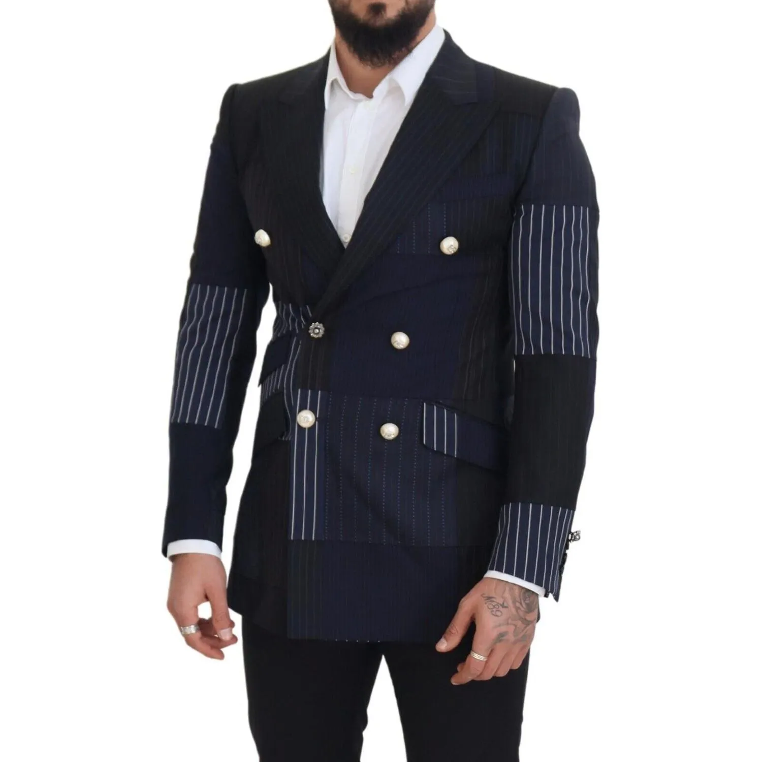 Dolce & Gabbana Elegant Navy Double Breasted Wool Blazer