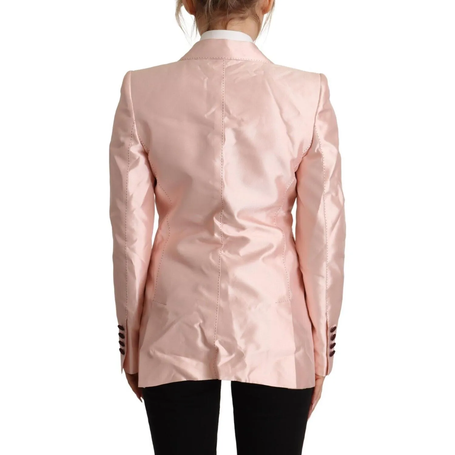 Dolce & Gabbana Elegant Pink Silk Blazer Jacket