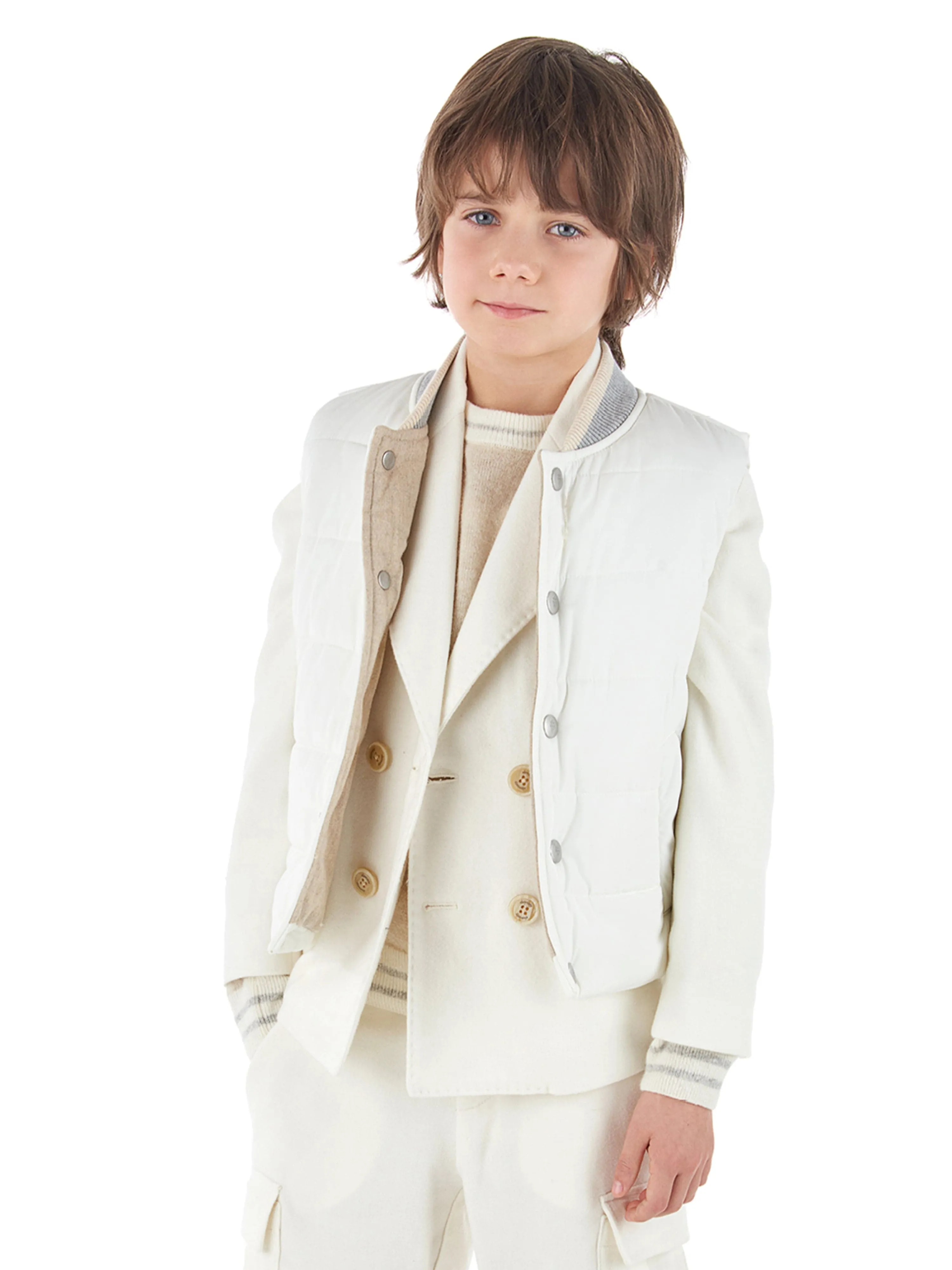 Eleventy Boys Quilted Gilet in Ivory