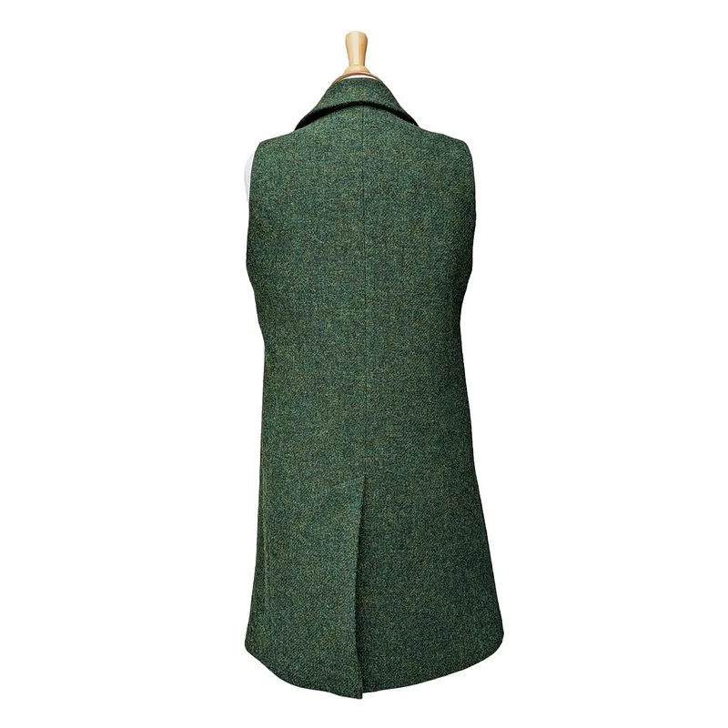 Eliz Scott Harris Tweed Taylor Long Gilet Green