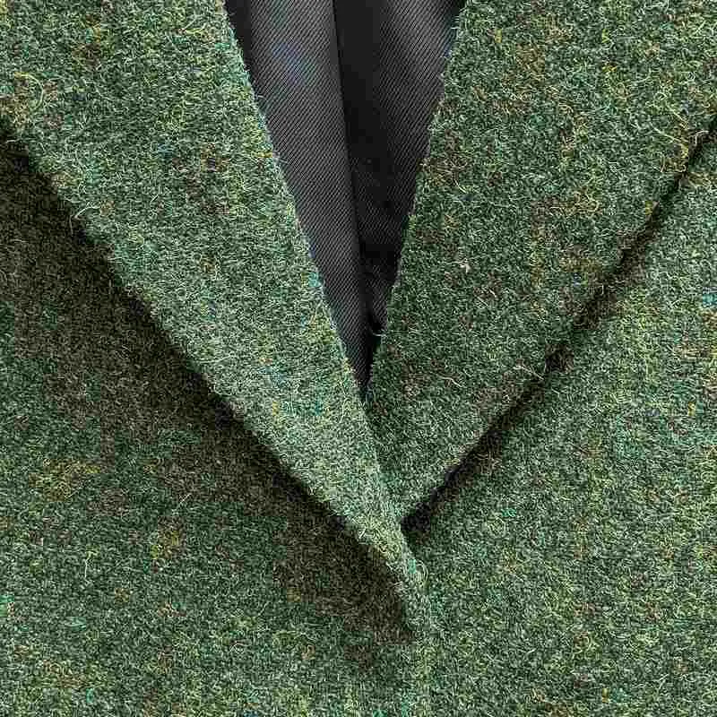 Eliz Scott Harris Tweed Taylor Long Gilet Green