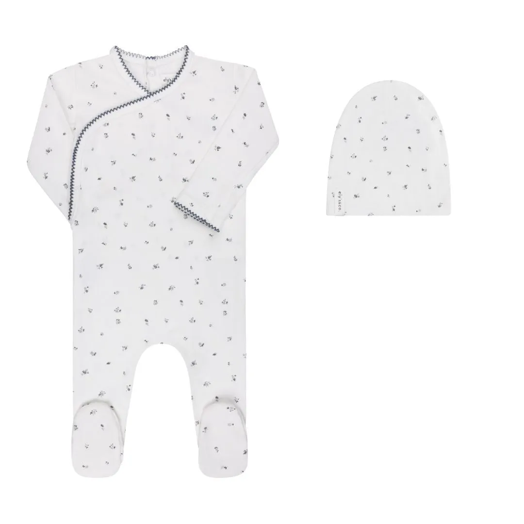Elys & Co Organic Cotton Cluster Flower Collection Footie   Cotton Beanie Boys