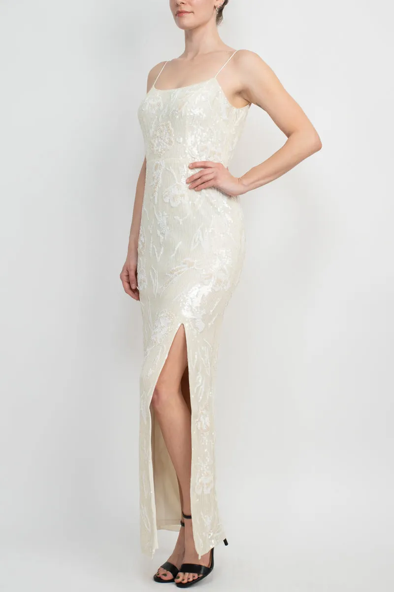 Emily Shalant Silver Screen Star Hand Beaded Ivory Slip Gown