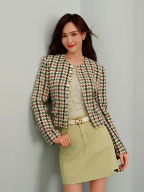 EP YAYING Houndstooth Pattern Tailored Blazer