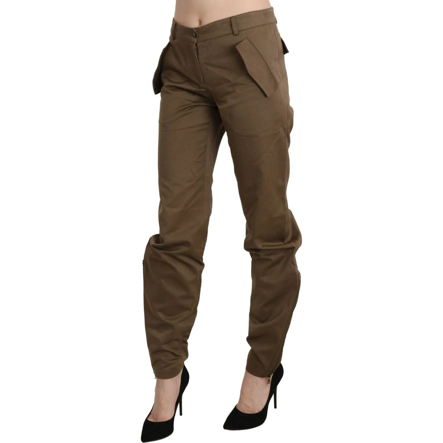 Ermanno Scervino Chic Brown Mid Waist Straight Trousers