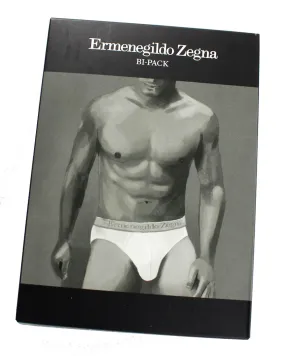 Ermenegildo Zegna Underwear White Stretch Cotton Midi Brief 2 Pack XXL SALE