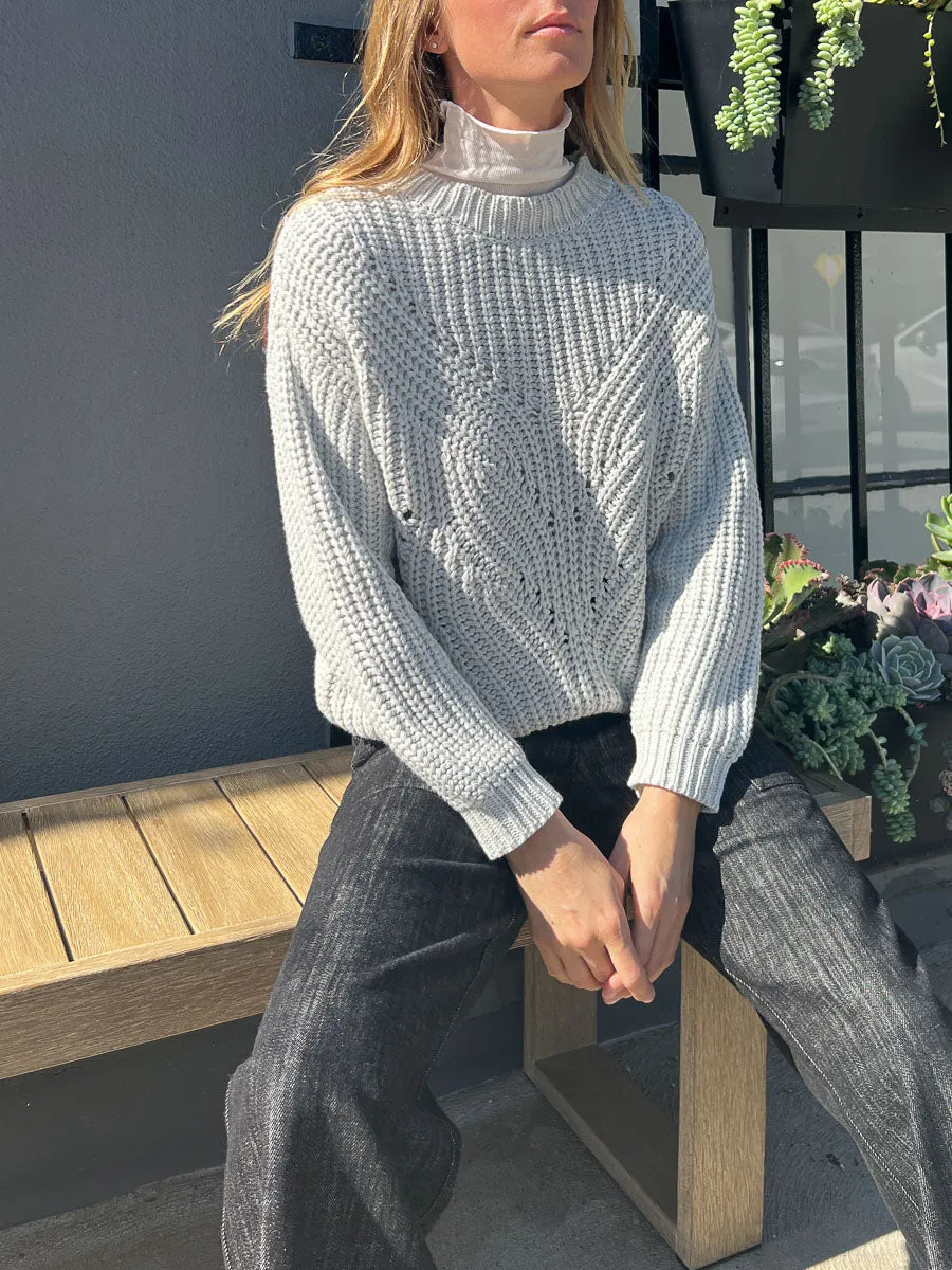 Ersa Crop Cotton Sweater - Stone